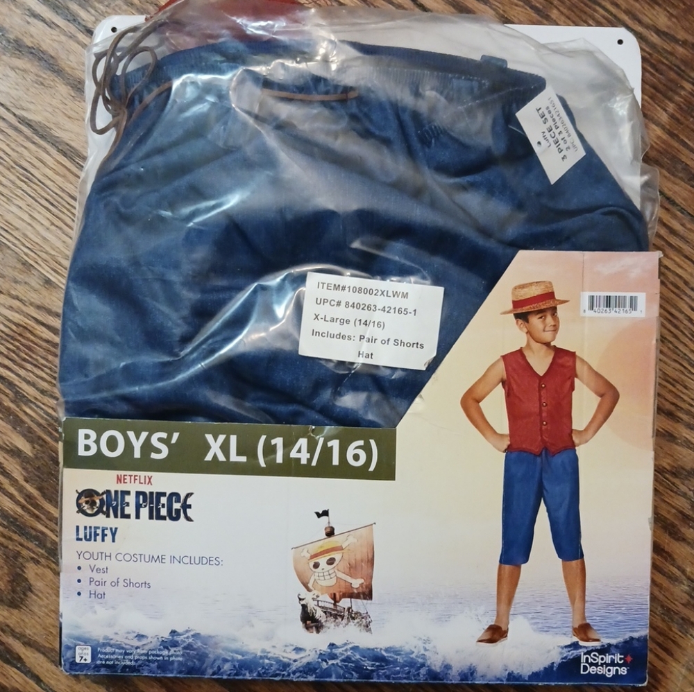 Netflix One Piece Monkey D. Luffy child costume, SZ XL 14-16